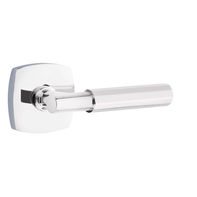 Emtek Select T-Bar Faceted Lever with Urban Modern Rosette in Polished Chrome finish