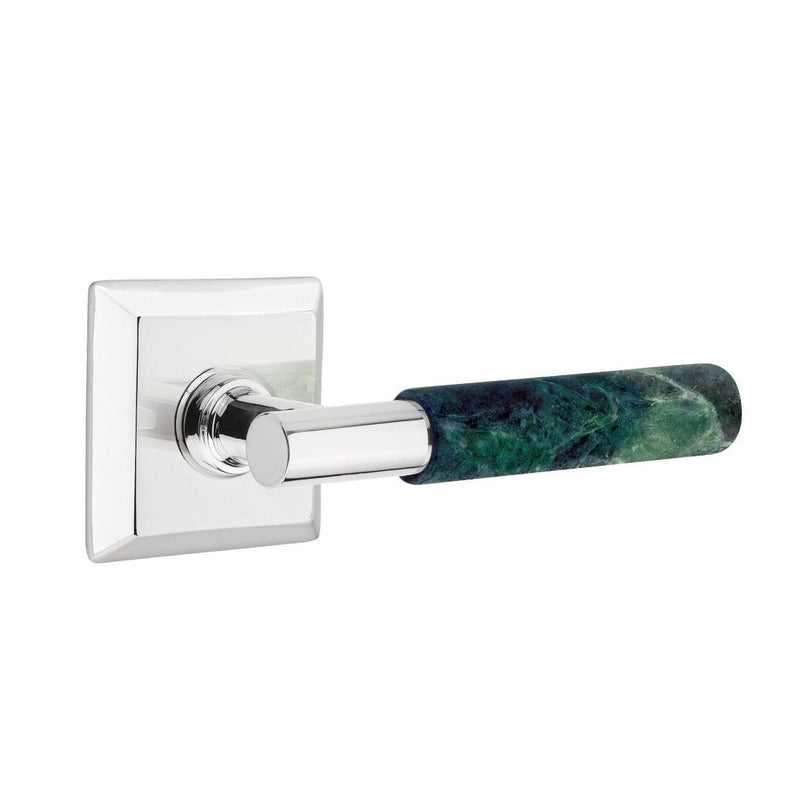 Emtek Select T-Bar Green Marble Lever with Quincy Rosette in Polished Chrome finish