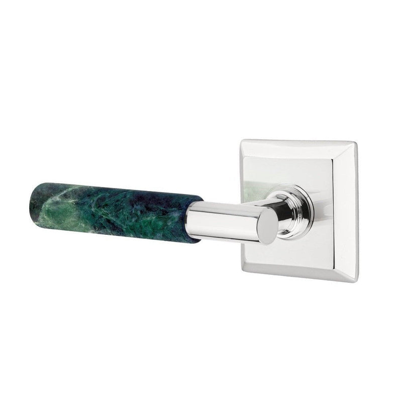 Emtek Select T-Bar Green Marble Lever with Quincy Rosette in Polished Chrome finish