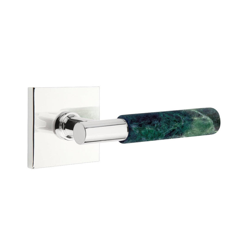 Emtek Select T-Bar Green Marble Lever with Square Rosette in Polished Chrome finish