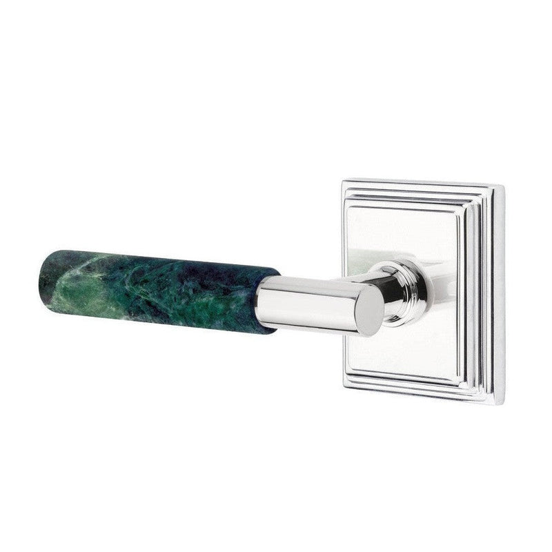 Emtek Select T-Bar Green Marble Lever with Wilshire Rosette in Polished Chrome finish