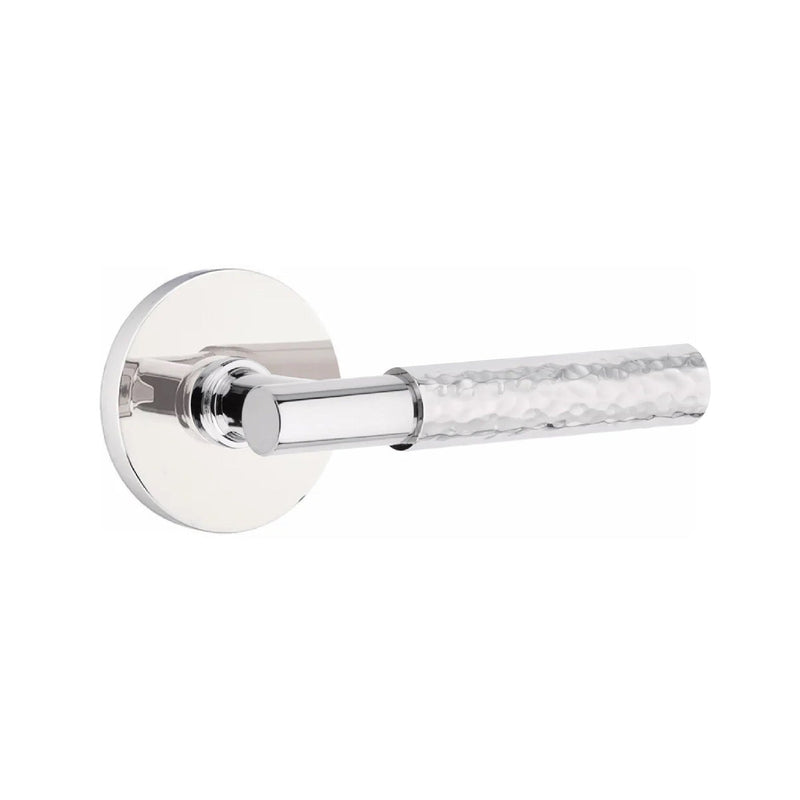 Emtek Select T-Bar Hammered Lever with Disk Rosette in Polished Chrome finish