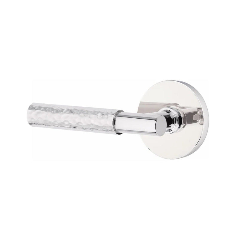 Emtek Select T-Bar Hammered Lever with Disk Rosette in Polished Chrome finish