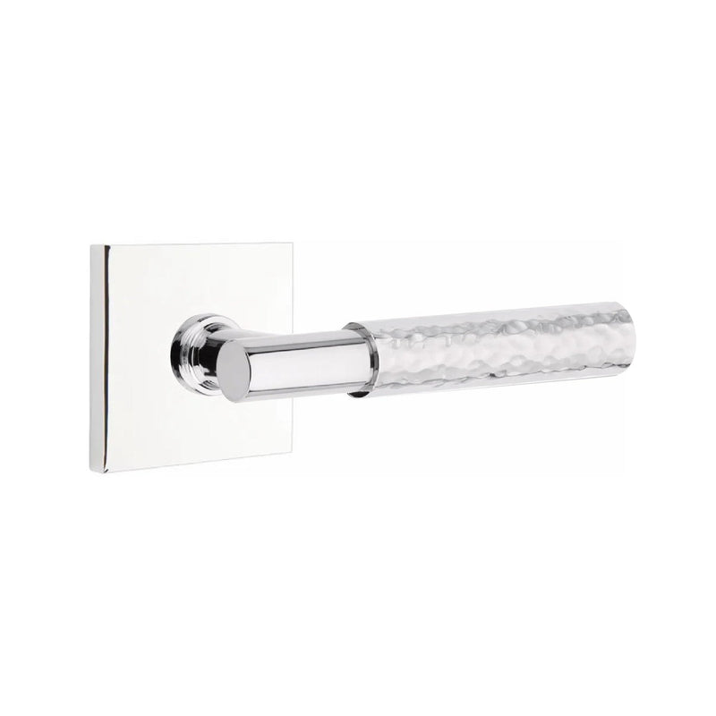 Emtek Select T-Bar Hammered Lever with Square Rosette in Polished Chrome finish