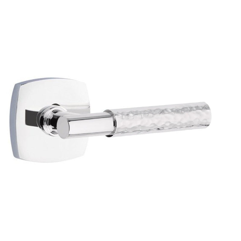 Emtek Select T-Bar Hammered Lever with Urban Modern Rosette in Polished Chrome finish