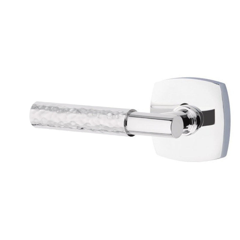 Emtek Select T-Bar Hammered Lever with Urban Modern Rosette in Polished Chrome finish