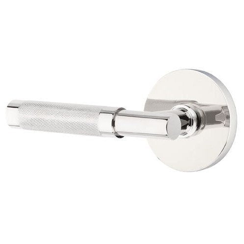 Emtek Select T-Bar Knurled Lever with Disk Rosette in Polished Chrome finish