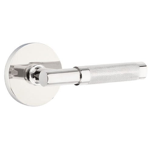 Emtek Select T-Bar Knurled Lever with Disk Rosette in Polished Chrome finish