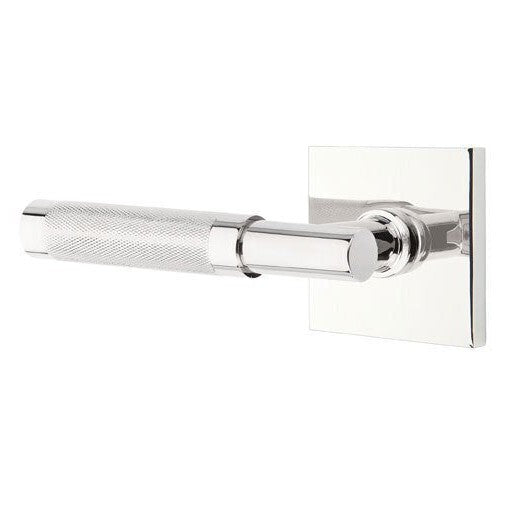 Emtek Select T-Bar Knurled Lever with Square Rosette in Polished Chrome finish