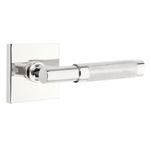 Emtek Select T-Bar Knurled Lever with Square Rosette in Polished Chrome finish