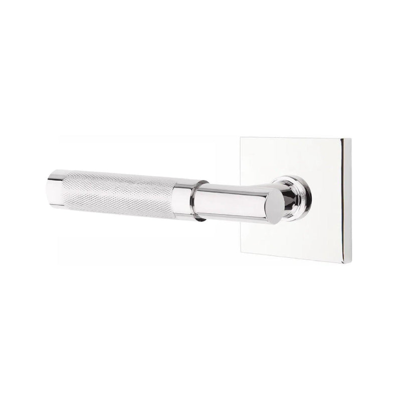 Emtek Select T-Bar Knurled Lever with Square Rosette in Polished Chrome finish