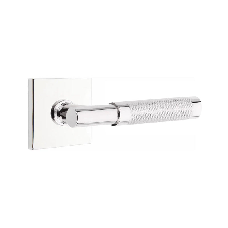 Emtek Select T-Bar Knurled Lever with Square Rosette in Polished Chrome finish