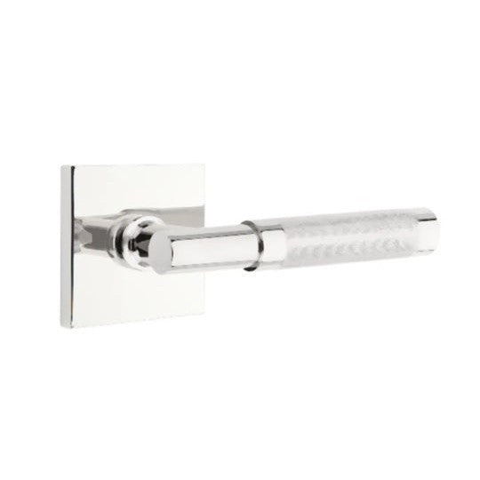 Emtek Select T-Bar Knurled Lever with Square Rosette in Polished Chrome finish