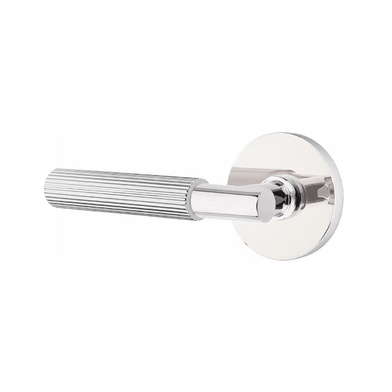 Emtek Select T-Bar Straight Knurled Lever with Disk Rosette in Polished Chrome finish