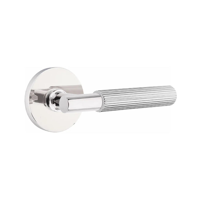 Emtek Select T-Bar Straight Knurled Lever with Disk Rosette in Polished Chrome finish