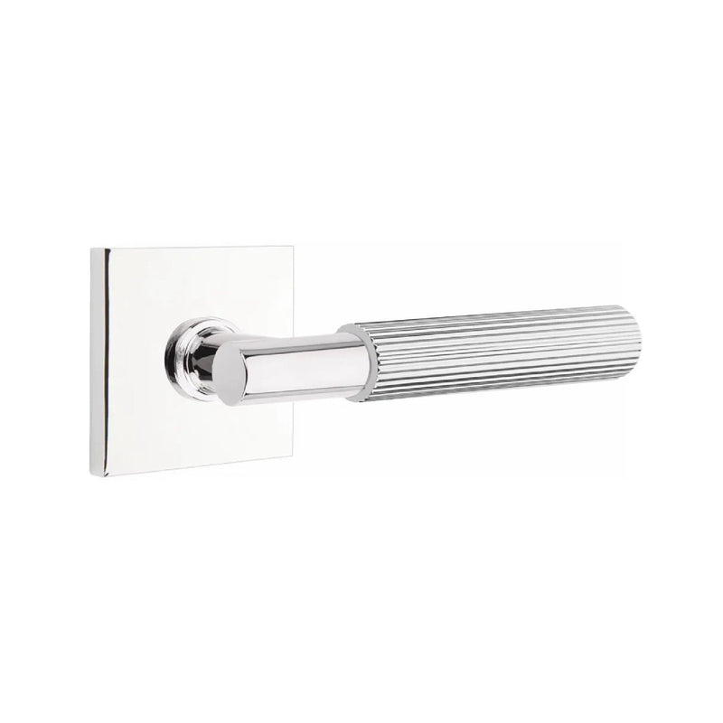 Emtek Select T-Bar Straight Knurled Lever with Square Rosette in Polished Chrome finish