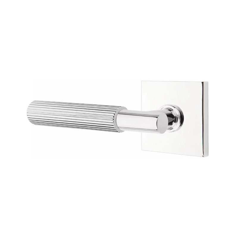 Emtek Select T-Bar Straight Knurled Lever with Square Rosette in Polished Chrome finish