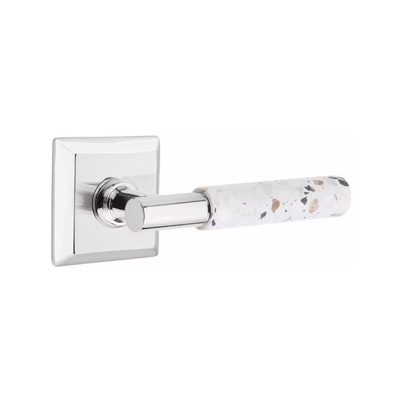 Emtek Select T-Bar Terrazzo Lever with Quincy Rosette in Polished Chrome finish