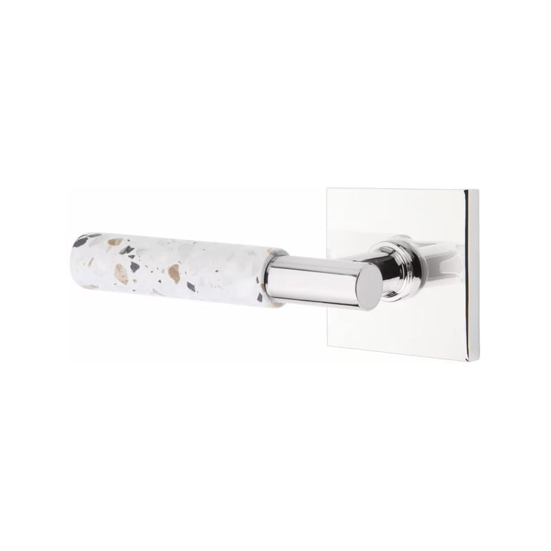 Emtek Select T-Bar Terrazzo Lever with Square Rosette in Polished Chrome finish