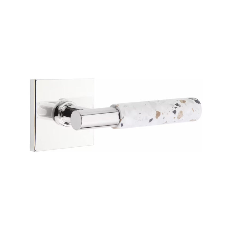 Emtek Select T-Bar Terrazzo Lever with Square Rosette in Polished Chrome finish