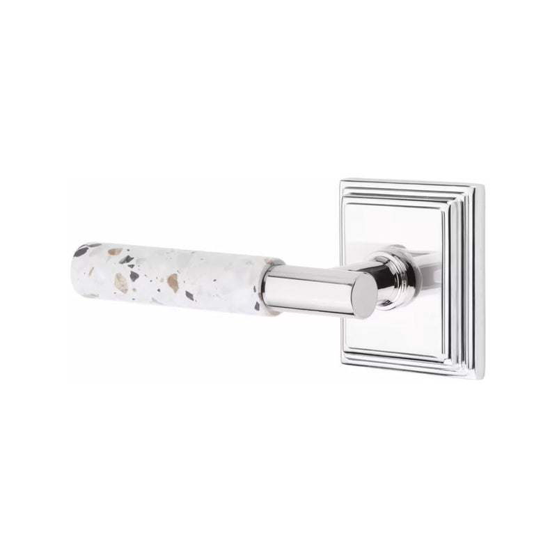 Emtek Select T-Bar Terrazzo Lever with Wilshire Rosette in Polished Chrome finish