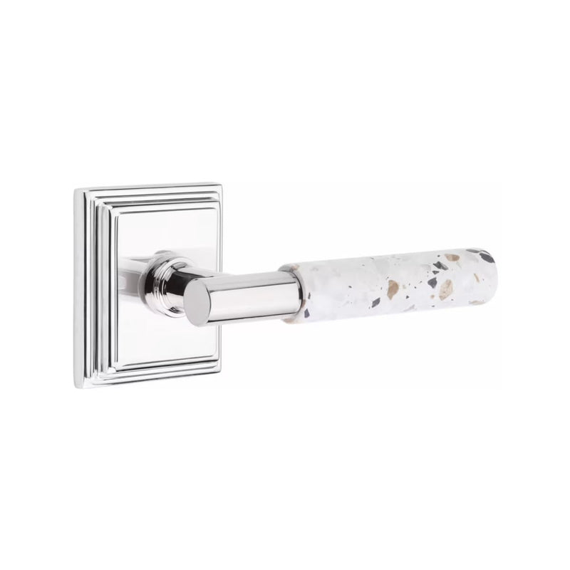 Emtek Select T-Bar Terrazzo Lever with Wilshire Rosette in Polished Chrome finish