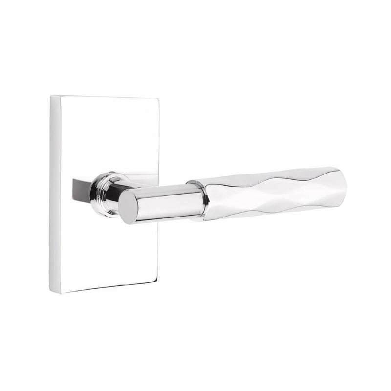 Emtek Select T-Bar Tribeca Lever with Modern Rectangular Rosette in Polished Chrome finish