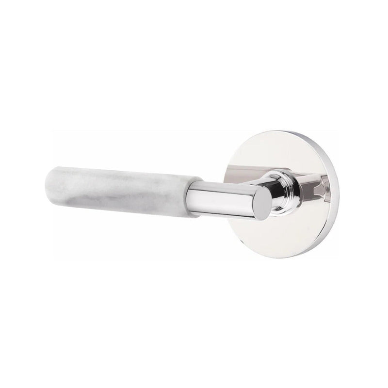 Emtek Select T-Bar White Marble Lever with Disk Rosette in Polished Chrome finish