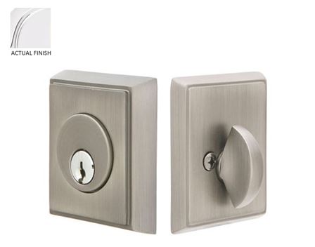 Emtek Single Cylinder Rectangular Keyed Deadbolt in Polished Chrome finish