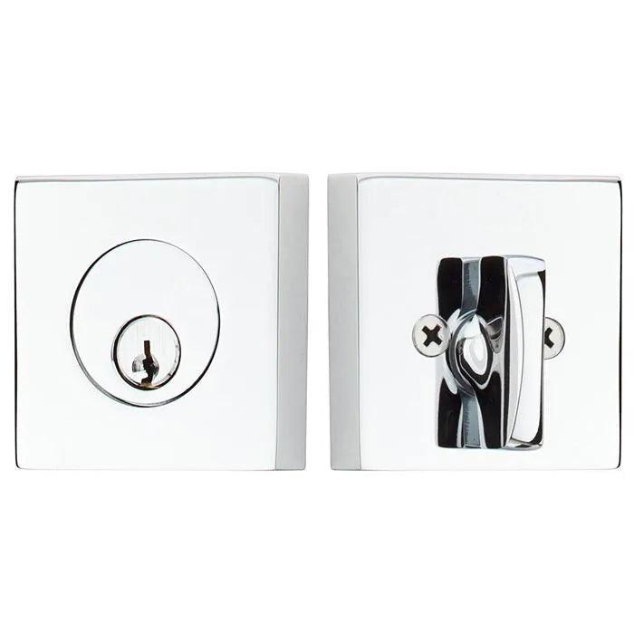 Emtek Single Cylinder Square Keyed Deadbolt in Polished Chrome finish