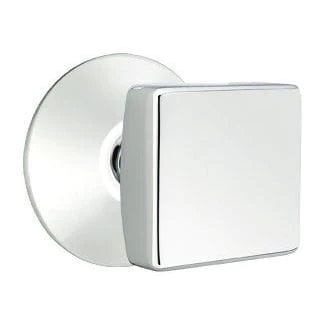 Emtek Square Knob with Modern Rosette in Polished Chrome finish