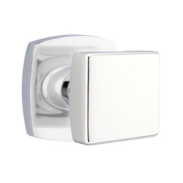 Emtek Square Knob with Urban Modern Rosette in Polished Chrome finish