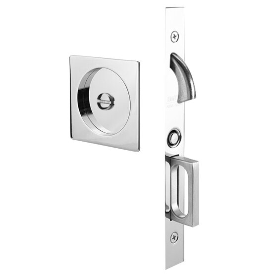 Emtek Square Pocket Door Mortise Lock in Polished Chrome finish