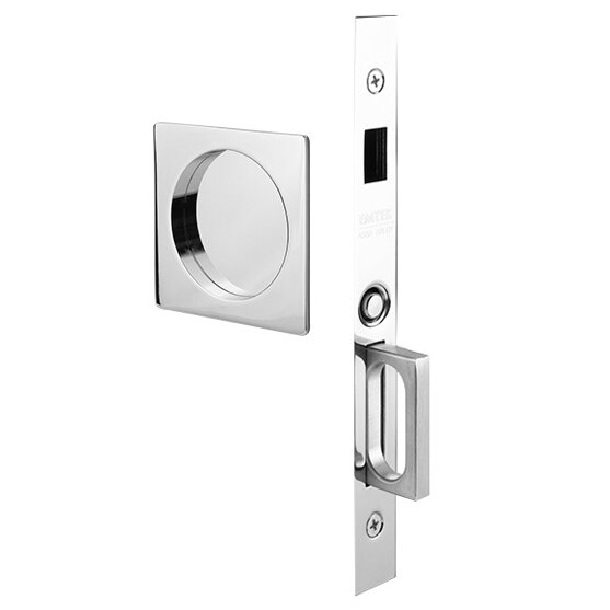 Emtek Square Pocket Door Mortise Lock in Polished Chrome finish