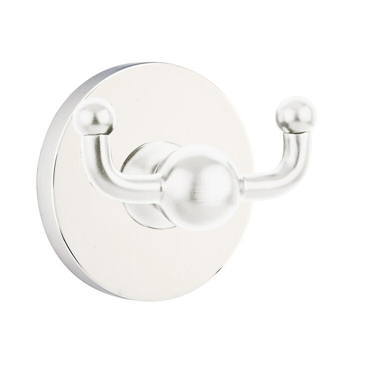 Emtek Traditional Brass Double Robe Hook With Small Disc Rosette in Polished Chrome finish