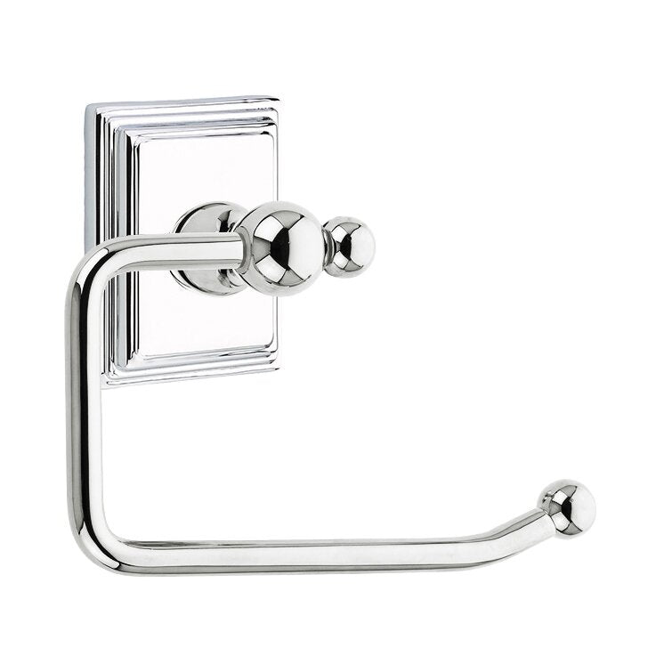 Emtek Traditional Brass Paper Holder - Bar Style (3 3/8" Projection) With Wilshire Rosette in Polished Chrome finish