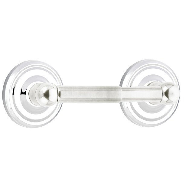 Emtek Traditional Brass Paper Holder - Spring Rod Style (3 3/8" Projection) With Regular Rosette in Polished Chrome finish