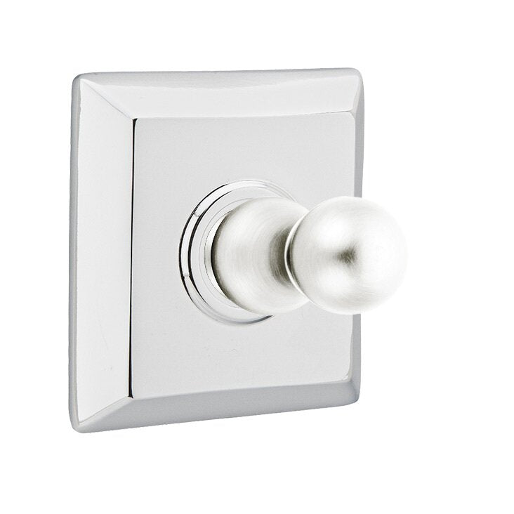 Emtek Traditional Brass Single Robe Hook With Quincy Rosette in Polished Chrome finish