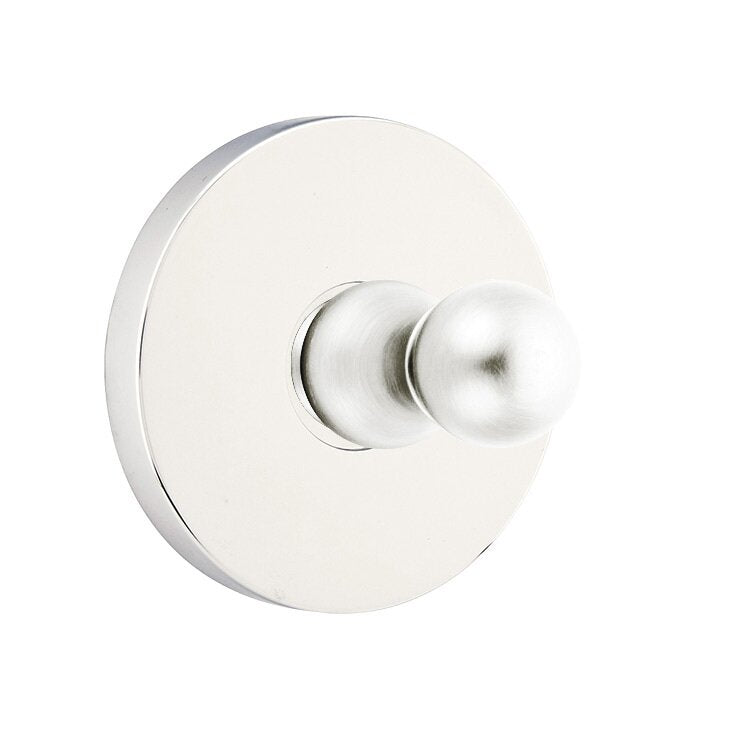 Emtek Traditional Brass Single Robe Hook With Regular Disc Rosette in Polished Chrome finish