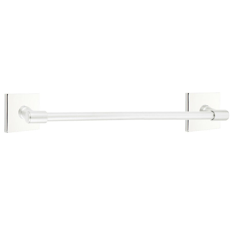 The Emtek Transitional Brass Towel Bar with Square Rosette in Polished Chrome finish.