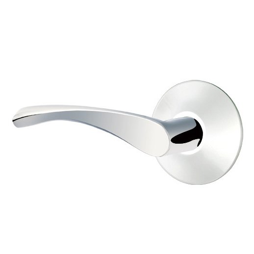 The Emtek Triton Lever With Modern Rosette in Polished Chrome finish.