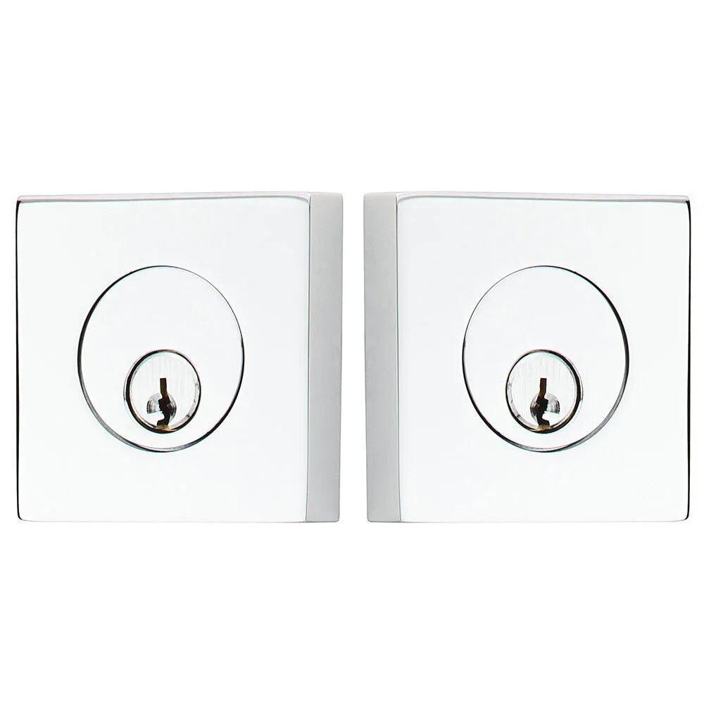 Emtek Weiser Keyway, Square Deadbolt, Double Cylinder in Polished Chrome finish