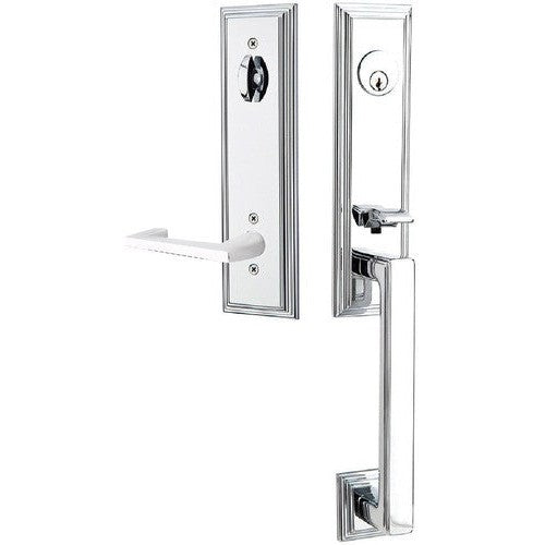 Emtek Wilshire Tubular Entrance Handleset With Argos Lever in Polished Chrome finish