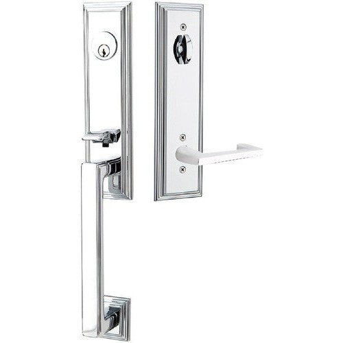 Emtek Wilshire Tubular Entrance Handleset With Argos Lever in Polished Chrome finish