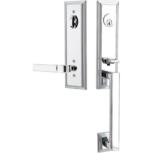 Emtek Wilshire Tubular Entrance Handleset With Aston Lever in Polished Chrome finish