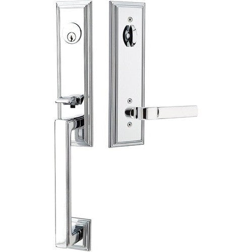 Emtek Wilshire Tubular Entrance Handleset With Aston Lever in Polished Chrome finish