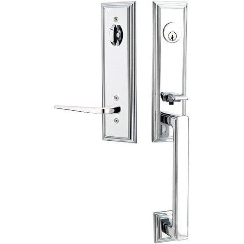 Emtek Wilshire Tubular Entrance Handleset With Athena Lever in Polished Chrome finish