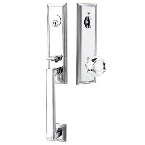 Emtek Wilshire Tubular Entrance Handleset With Belmont Knob in Polished Chrome finish