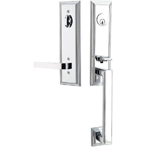 Emtek Wilshire Tubular Entrance Handleset With Breslin Lever in Polished Chrome finish