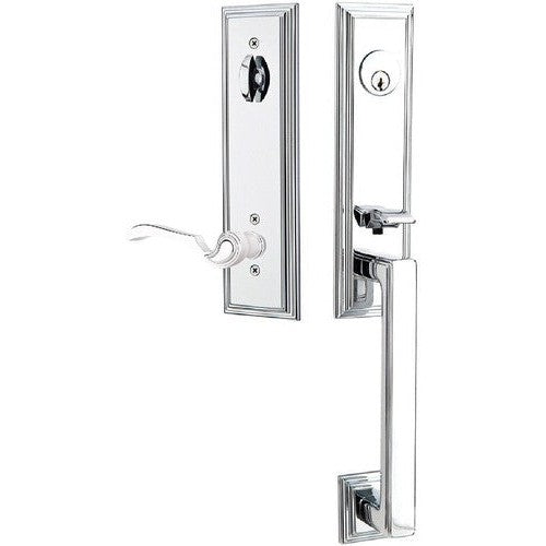 Emtek Wilshire Tubular Entrance Handleset With Coventry Lever in Polished Chrome finish